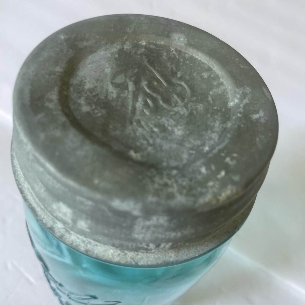 VTG 1923-33 Ball Perfect Pint #2 Canning Jar Blue Zinc Lid Canning Farm Ranch - Picture 8 of 8